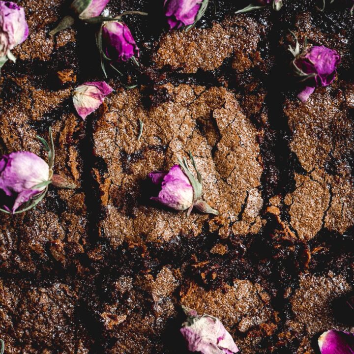 cover image up close image textured rose brownie with rose bud on top