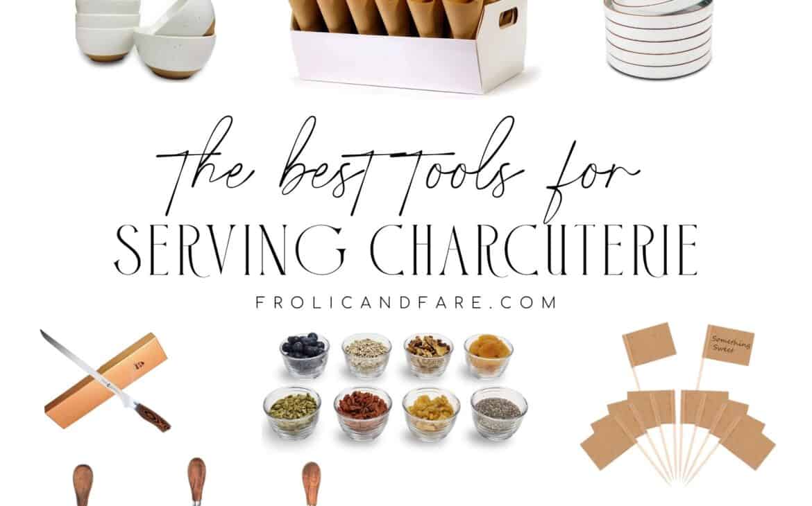 graphic image of all of the best tools for serving charcuterie