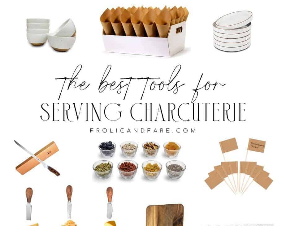 graphic image of all of the best tools for serving charcuterie