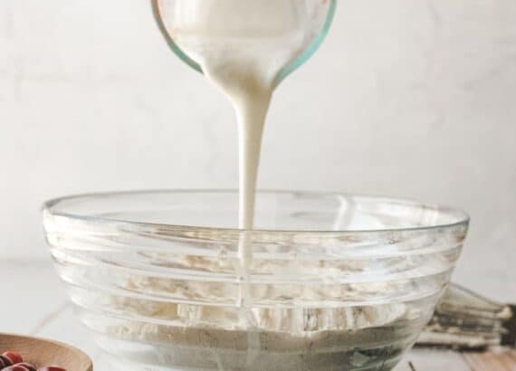 buttermilk pouring into a dish