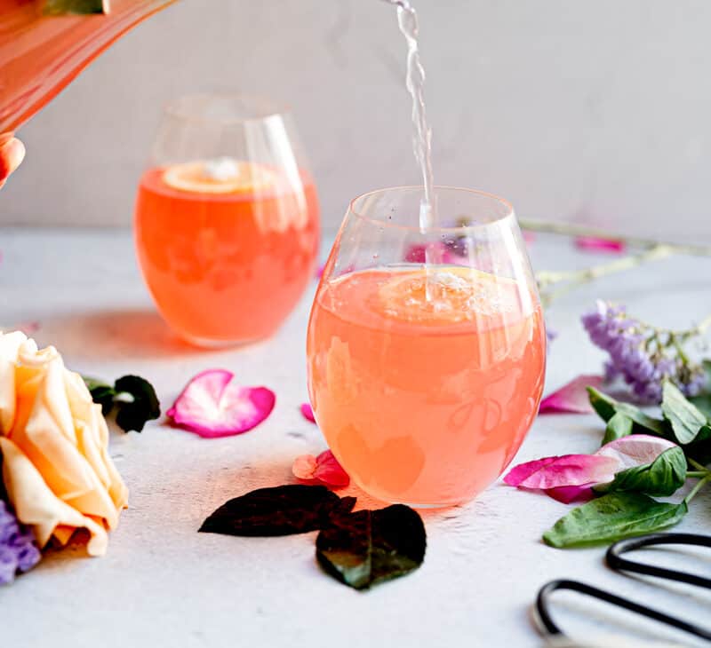 pink peach basil lemonade