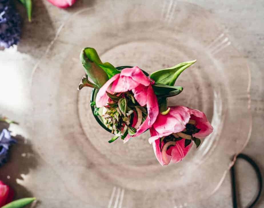 image of tulip flowers filled with spring salad