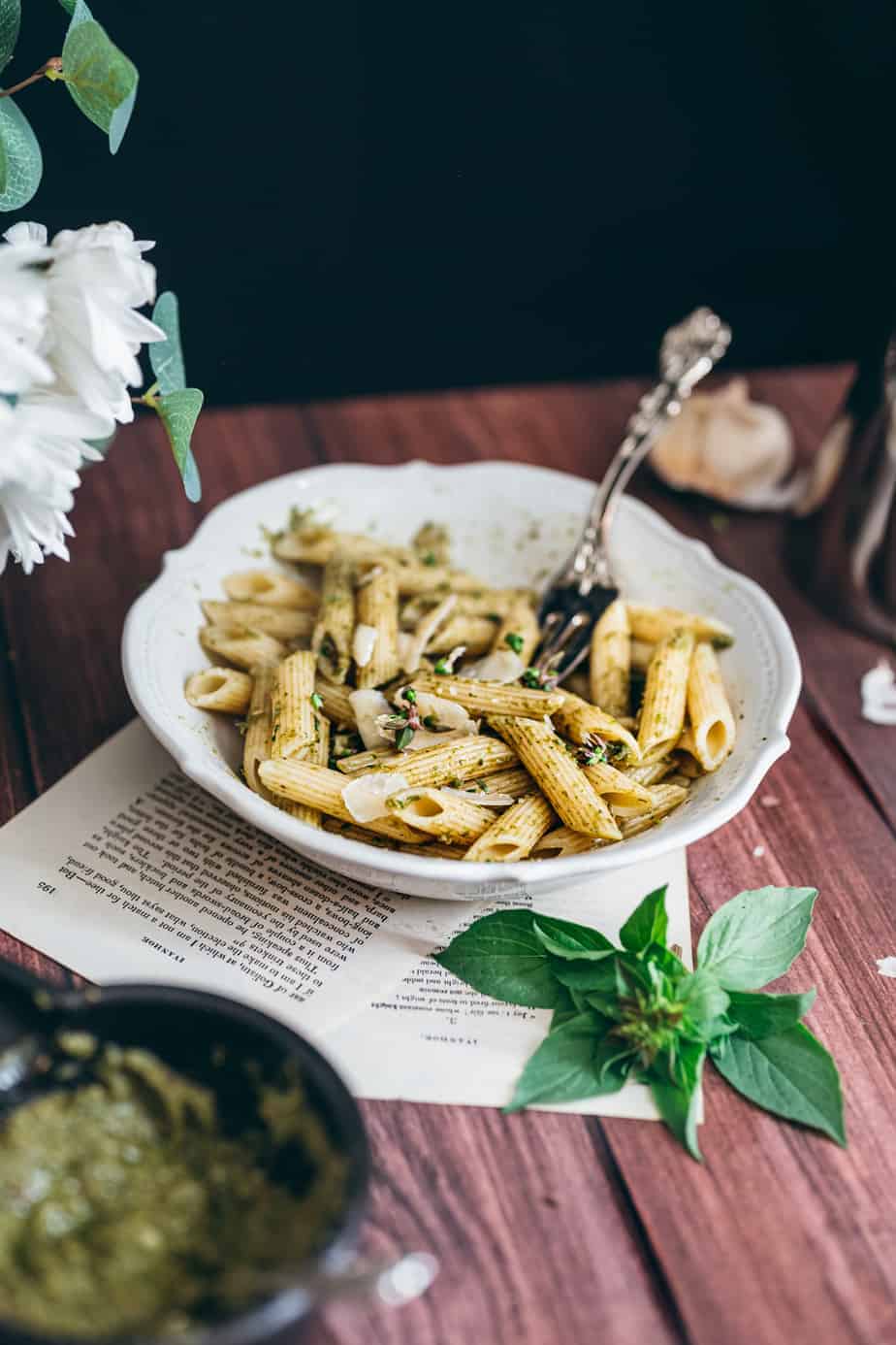 Can basil flowers be used in pesto?