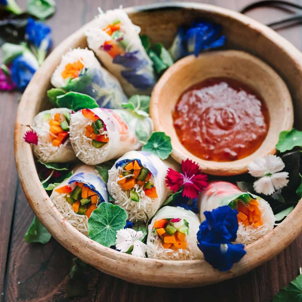 cover image edible flower spring roll