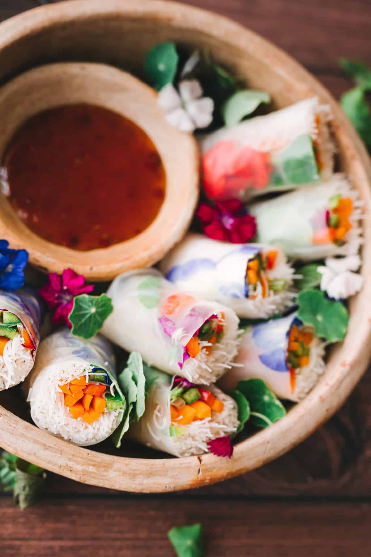 edible flower spring rolls 4