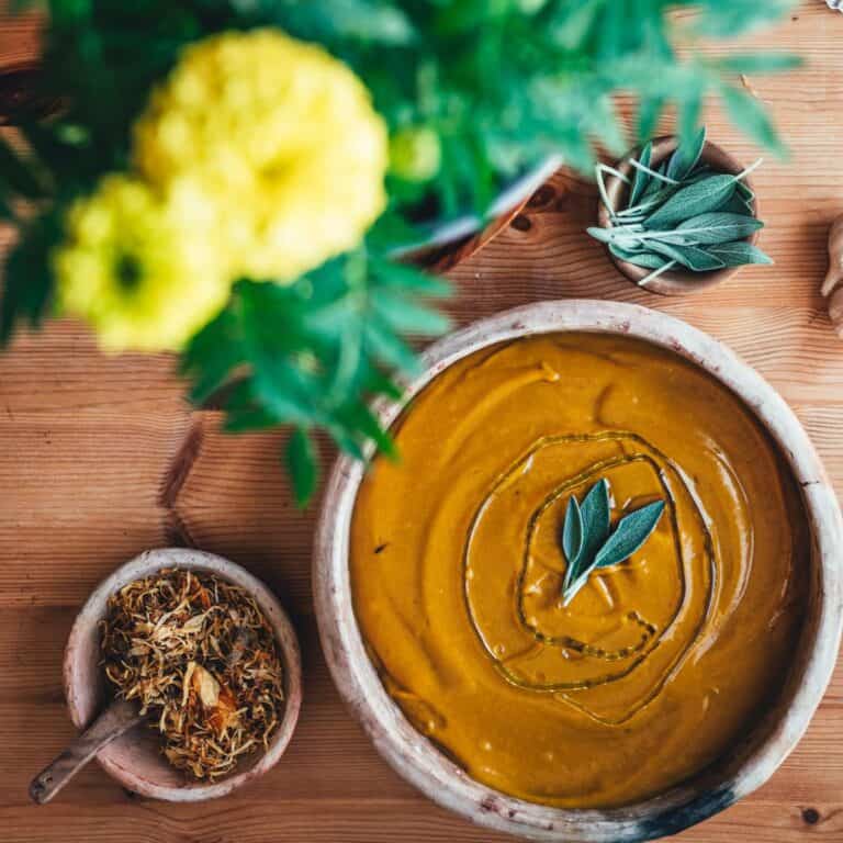 Roasted Butternut Squash and Marigold Soup