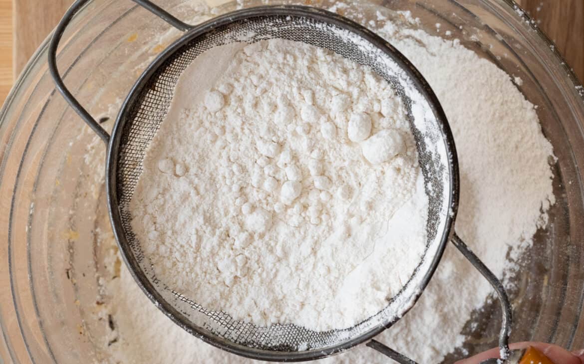 close up shot of a sifter filled with flour