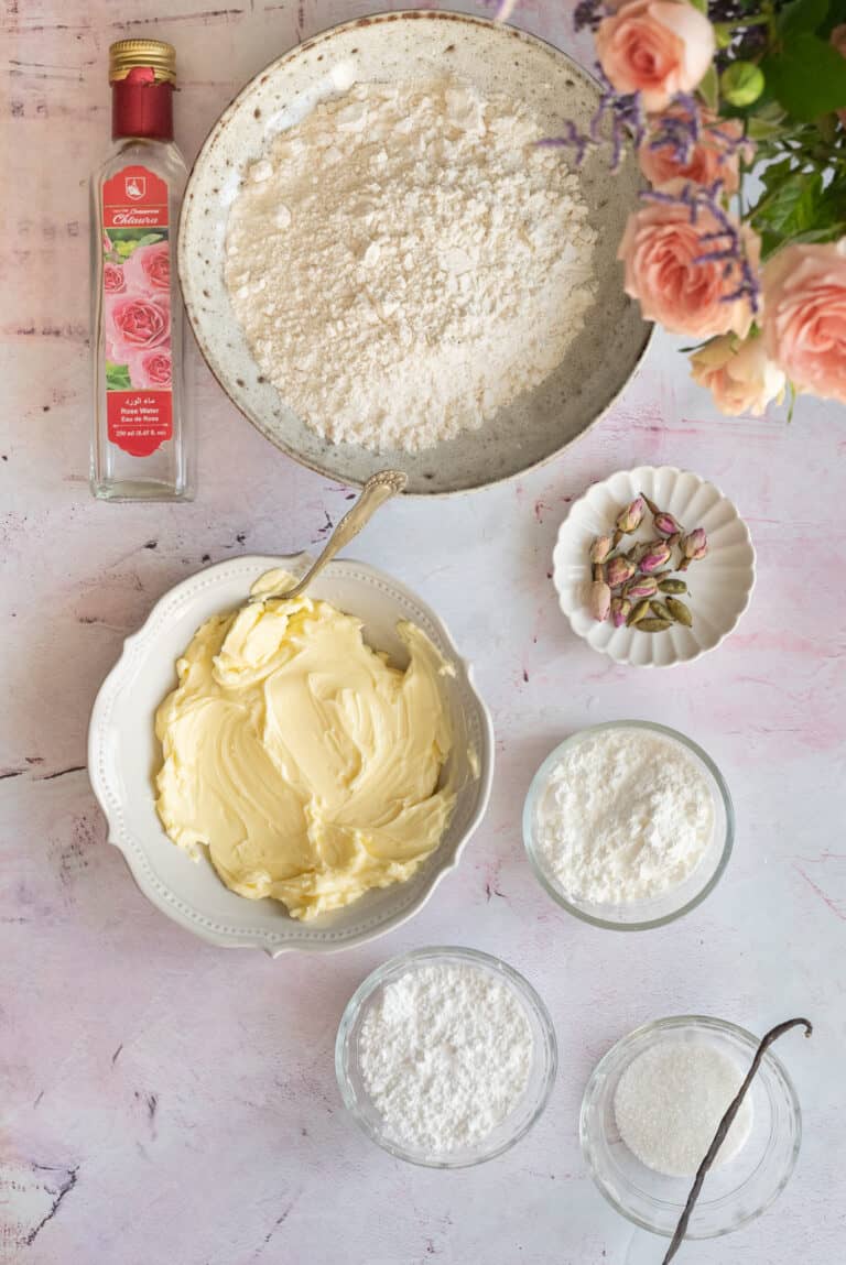 Rose Cardamom Shortbread Cookies - Frolic & Fare