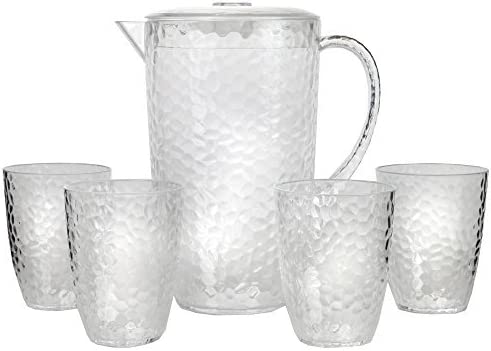 plastic pitcher with glasses