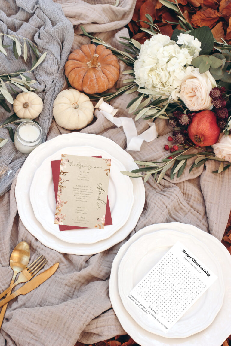 Classic Elegant Thanksgiving Menu with Printable Menu