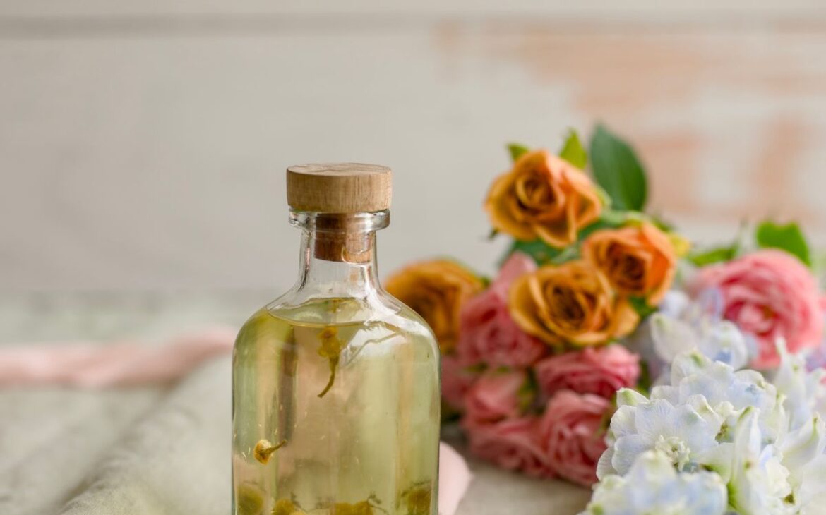 chamomile simple syrup bottle