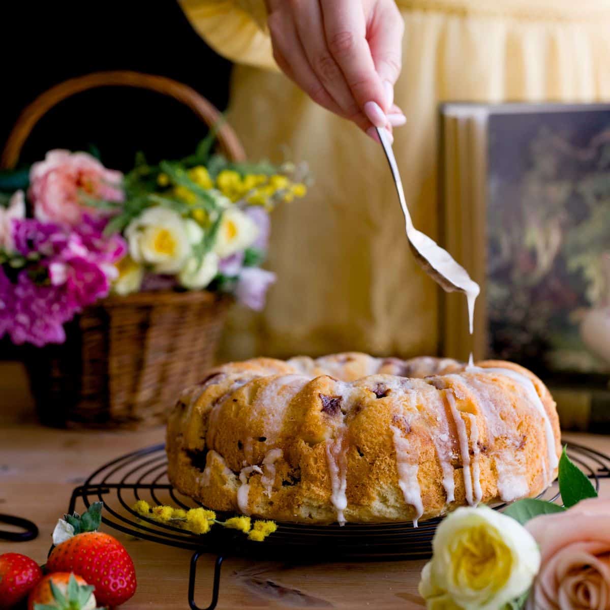 dandelion strawberry bundt cake